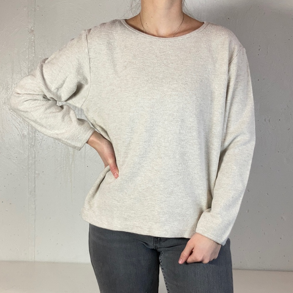 Vintage Cream Eddie Bauer Knit Thermal Crewneck Pullover